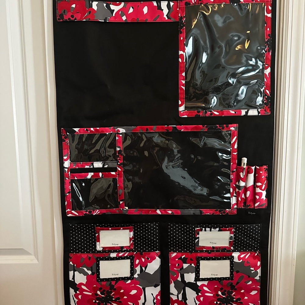 Thirty-One Black and Red Floral Organizer like new. Great for school items